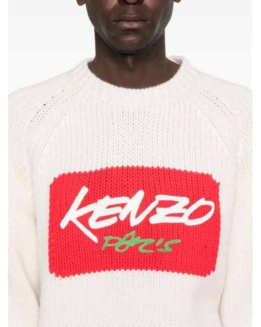 KENZO White X Futura 2000' Wool Jumper With Graffiti Typography for men