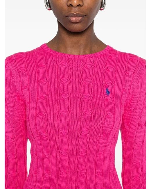 Polo Ralph Lauren Pink Cable Knit Crew Neck Sweater