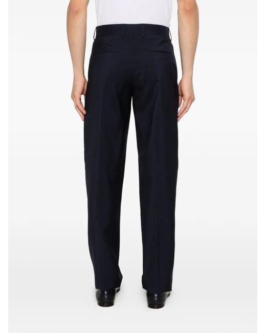 Fendi Blue Wool Canvas Tailored Trousers for men