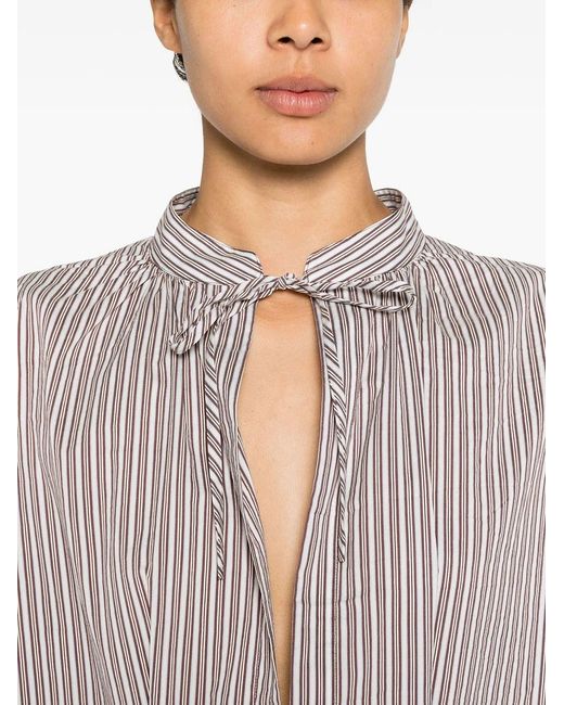 Dries Van Noten Gray Denvo Striped Silk-Blend Long Dress