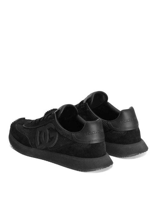 Dolce & Gabbana Black Dg Cushion Sneakers In Fabric
