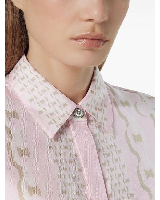 Versace Pink Silk Shirt With Concealed Placket