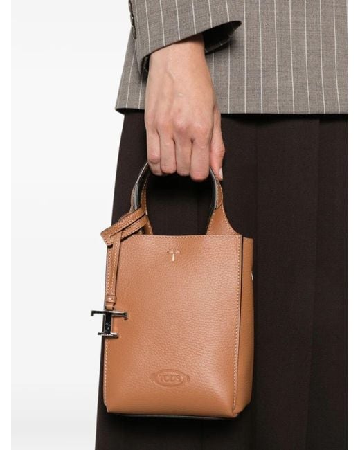 Tod's Brown Micro Hand Bag With Logo Pendant