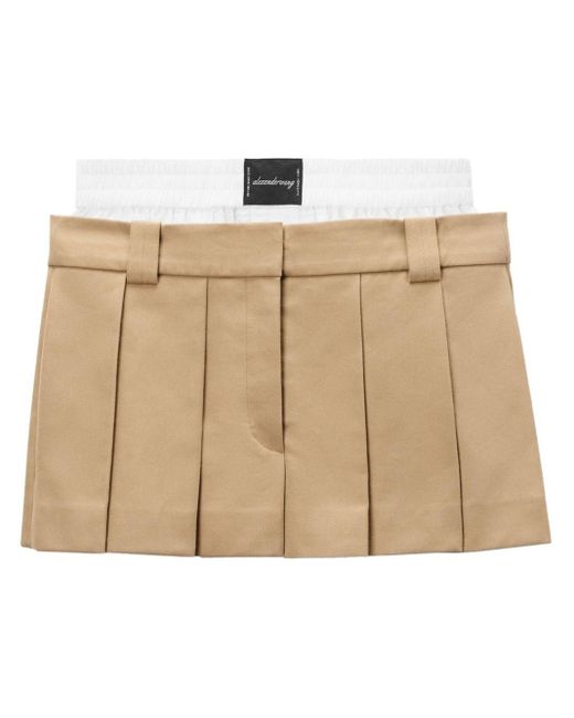 Alexander Wang Natural Chic Pleated Cotton Mini Skort