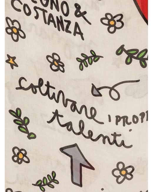 Faliero Sarti White Square Stole "to Be Happy" Ivory