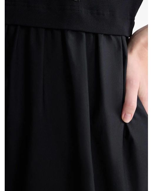 Patou Black Poplin Volume Midi Dress Crew Neck