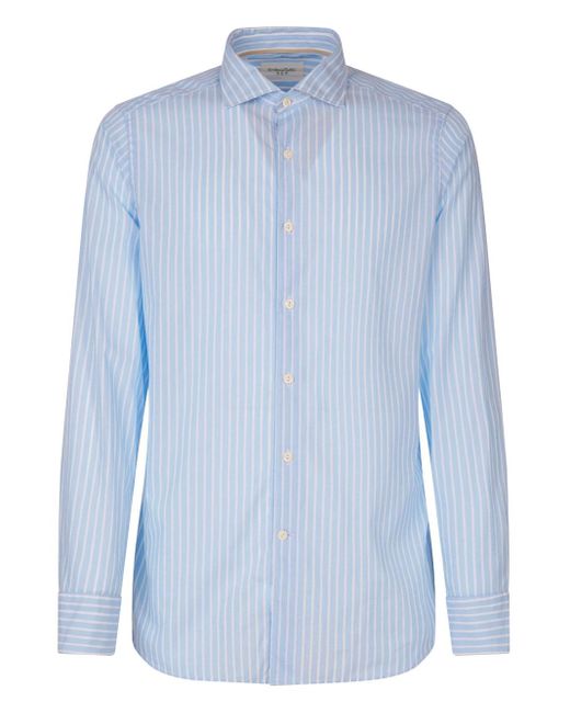 Tintoria Mattei 954 Blue Slim Fit Striped Shirt for men
