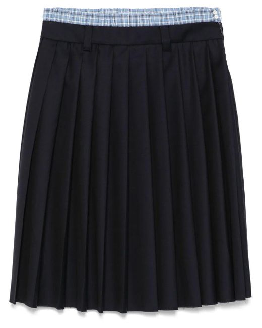 Miu Miu Black Miumiu Pleated Batavia Midi Skirt