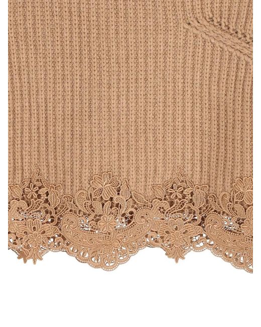 Chloé Natural Pullover Corto Con Collo A Lupetto