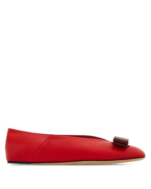 Ferragamo Red Vanna Ballerinas Shoes