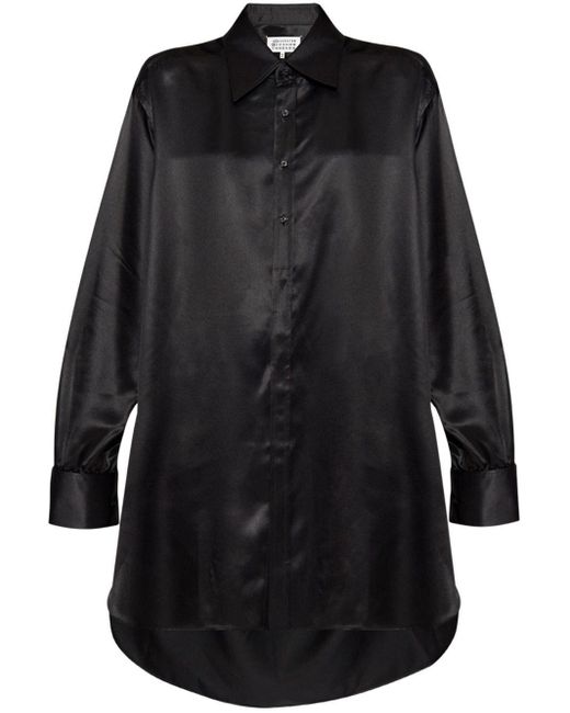 Maison Margiela Black Silk Shirt Dress