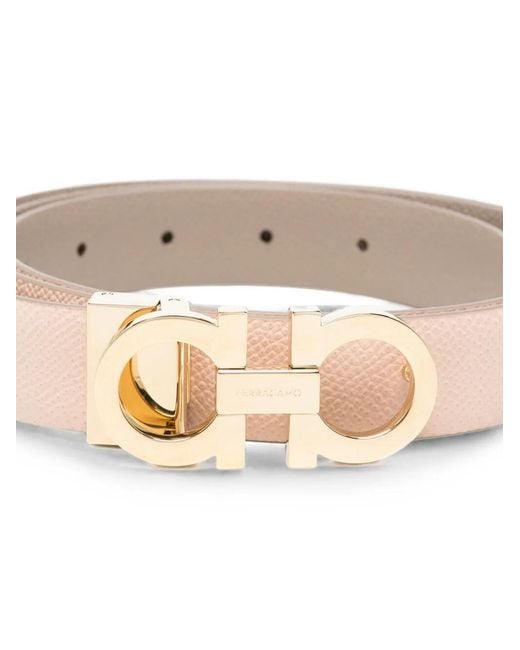 Ferragamo Pink Textured Reversible Belt