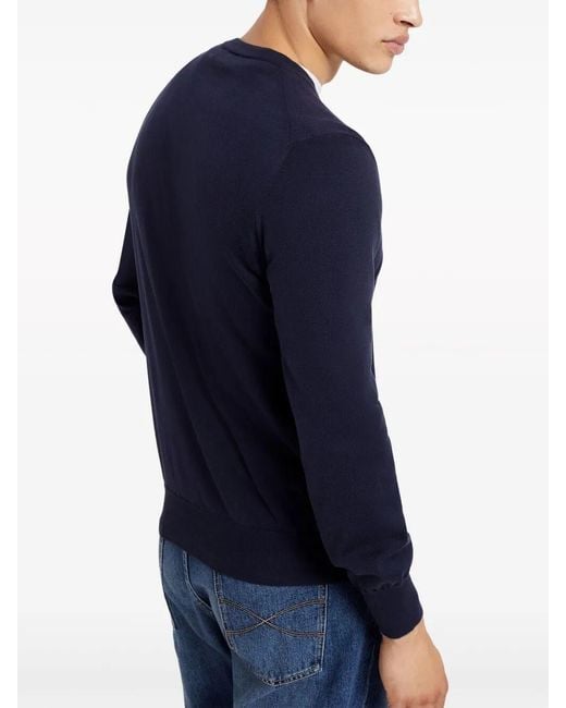 Brunello Cucinelli Blue Lightweight Cotton Crewneck Sweater for men