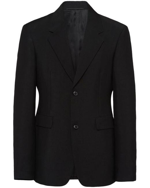 Prada Black Single-Breasted Wool Jacket for men