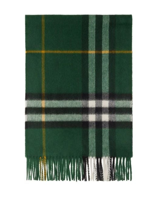 Burberry Green Cashmere Check Scarf