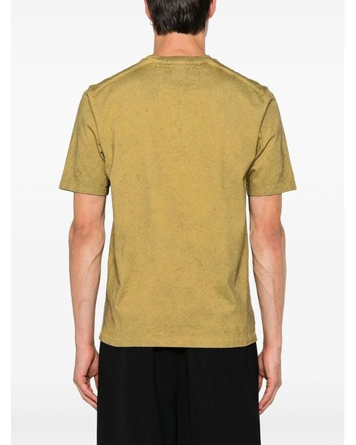 C P Company Yellow Mercerized Jersey Logo-Print T-Shirt for men