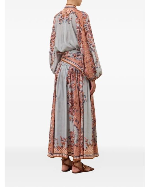 Zimmermann White Aster Tie Neck Silk Blouse