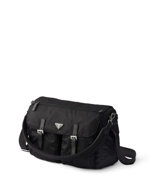 Prada Black Re-Nylon Leather-Trim Shoulder Bag for men