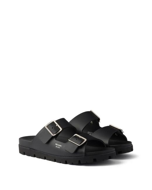 Prada Black Double-Strap Buckle Sandals for men