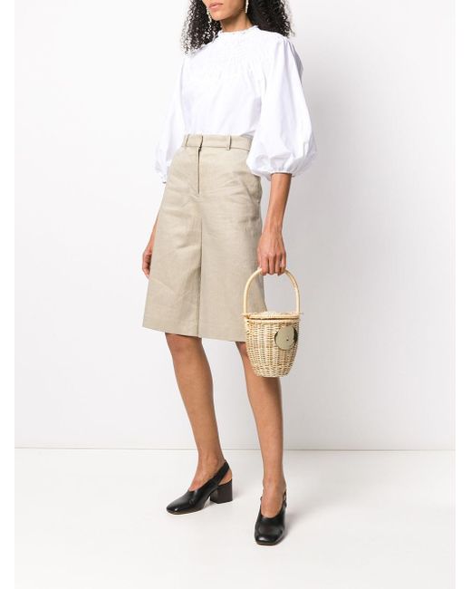 Patou White Wicker Bucket Bag