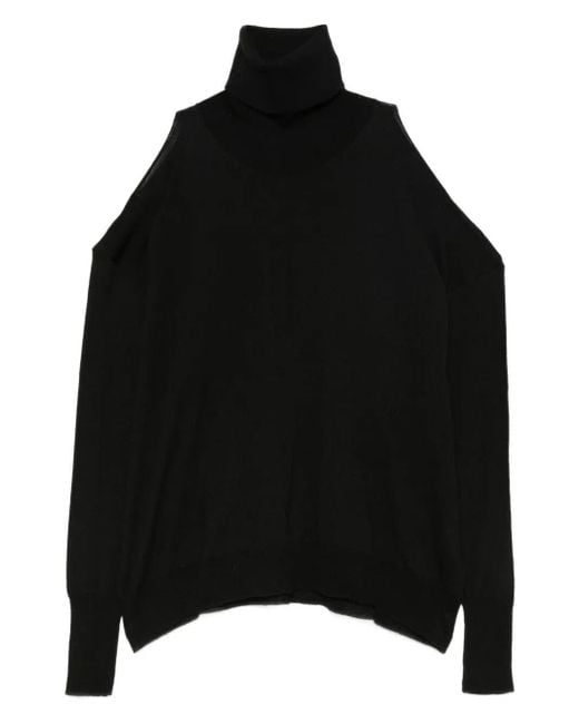 Roberto Collina Black Cut-out Oversized Turtleneck Sweater