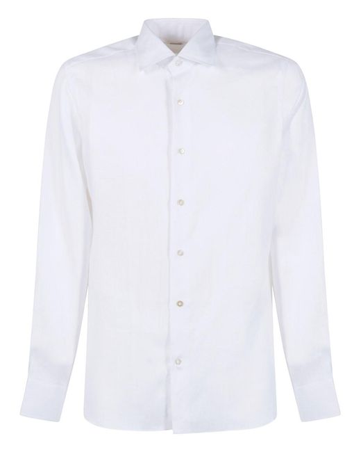 Borriello White Linen Long-slevee Shirt for men