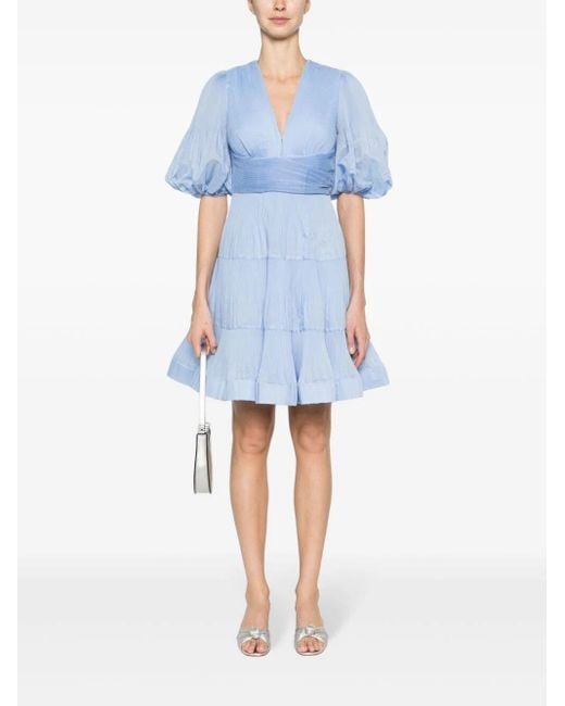Zimmermann Blue Pleated Mini Dress Clothing