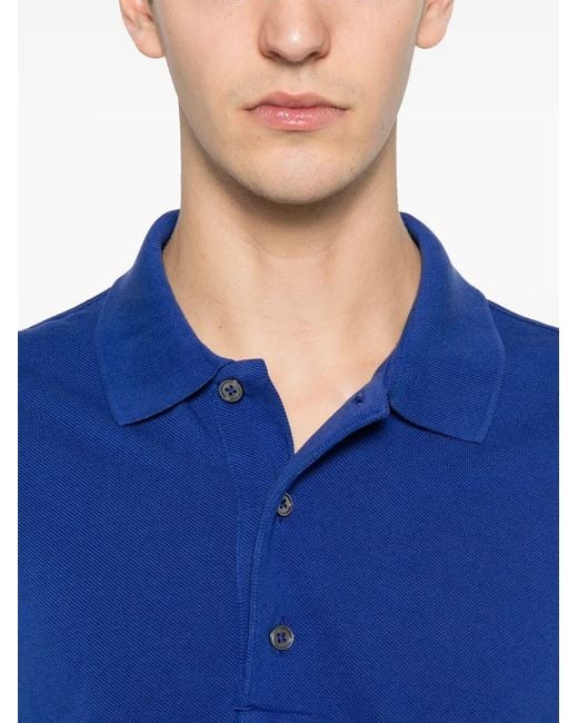Tom Ford Blue Lyocell Piquet Short Sleeves Polo Shirt for men