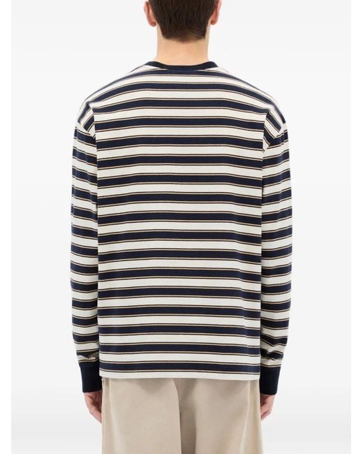MSGM Gray Long-Sleeved Striped T-Shirt for men