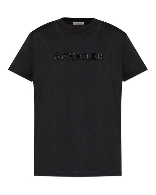 Moncler Black Embroidered Logo T-Shirt