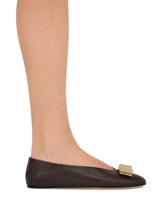 Ferragamo Brown Vara Bow Ballerinas Shoes