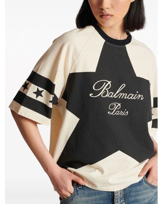 T-shirt stars con stampa di Balmain in Black