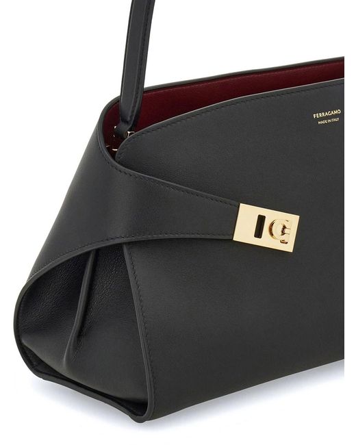 Ferragamo Black Hug Soft Medium Bicolor Shoulder Bag