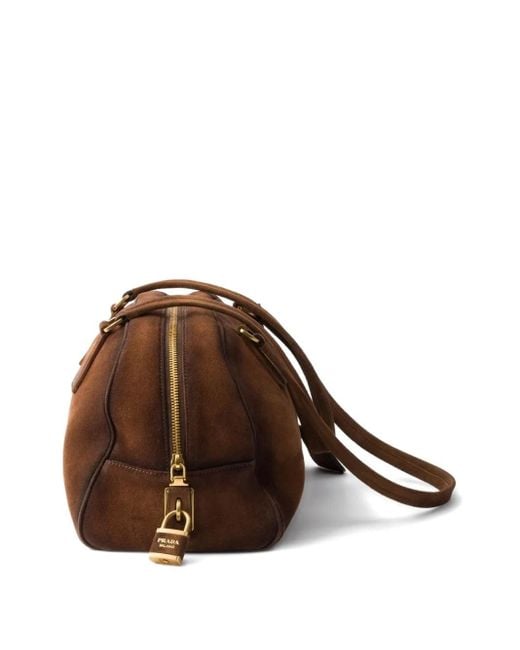 Prada Brown Bowling Medium Suede Bags
