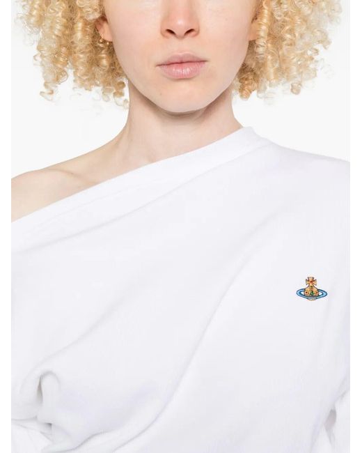 Vivienne Westwood White Ls Hebo Asymmetric Neck Top