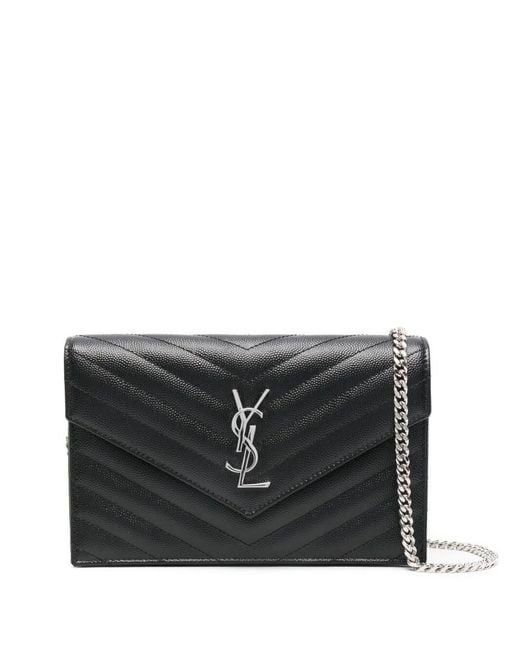 Saint Laurent Black Cassandre Envelope Chain Wallet