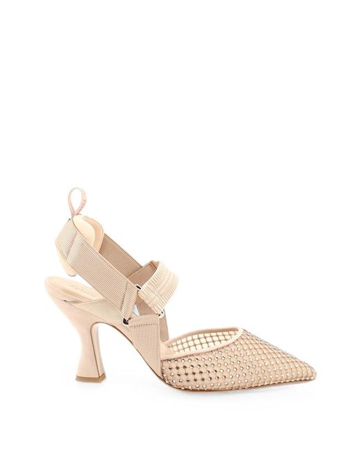 Fendi Natural Colibrì Slingback With High Heel