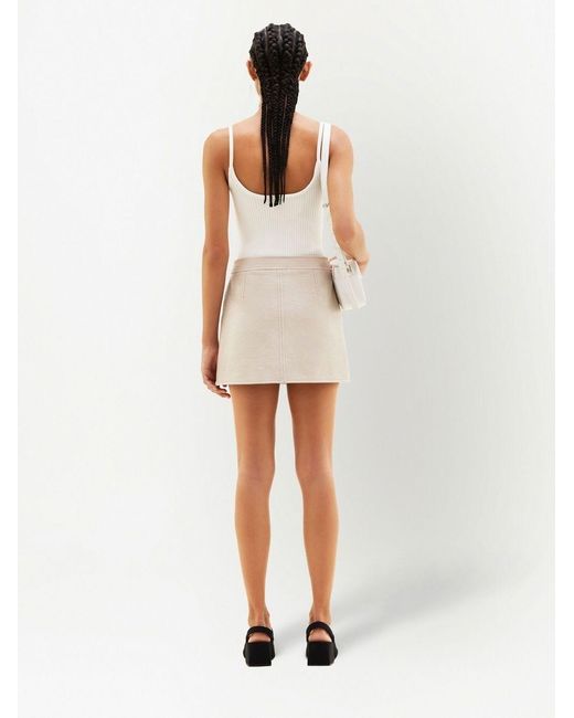 Courreges White Logo Ribbed Tank Top