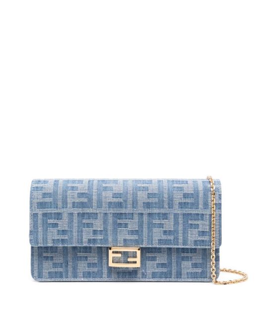 Fendi Blue Baguette Denim Crossbody Bag