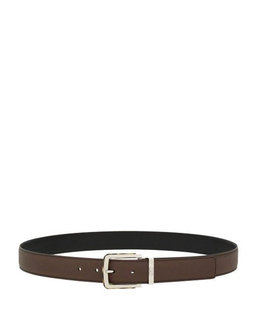 Ferragamo White Two-Tone Reversible Belt With Tortoiseshell Resin Edge Buckle Accessories for men