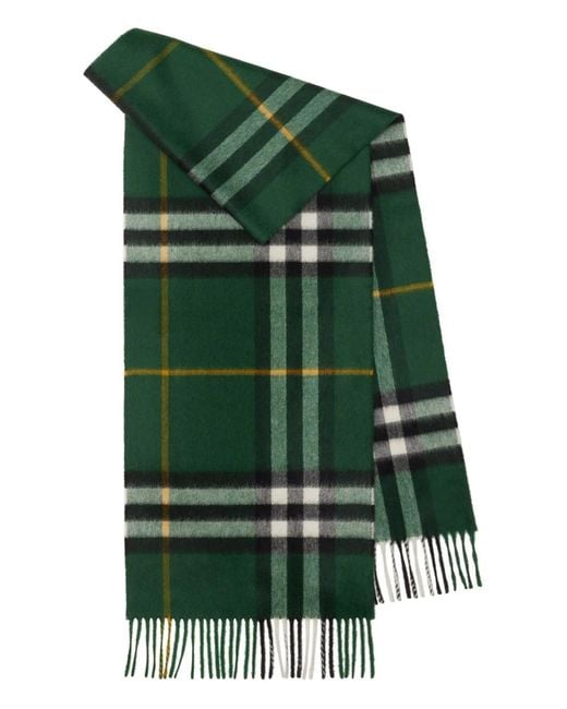 Burberry Green Cashmere Check Scarf