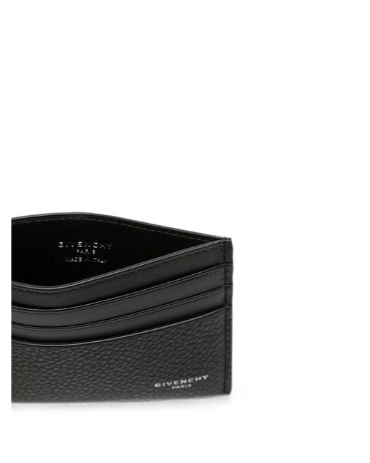 Givenchy Black Logo-Print Grained Leather Card Holder for men