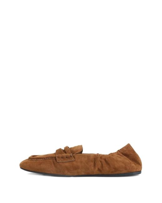 Miu Miu Brown Ruches Suede Loafers