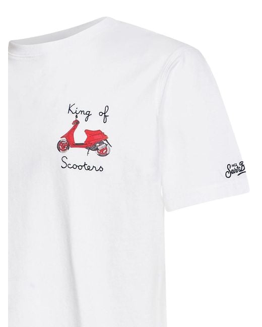 Mc2 Saint Barth White T-shirt Portofino With King Of Scooters Embroidery for men