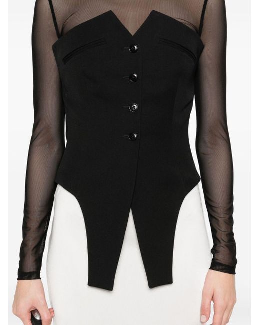Alexander Wang Black Deconstructed Wool Vest Top