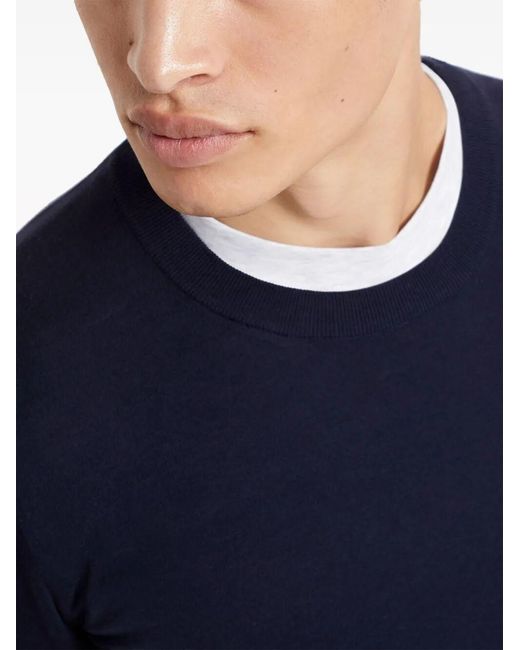 Brunello Cucinelli Blue Lightweight Cotton Crewneck Sweater for men