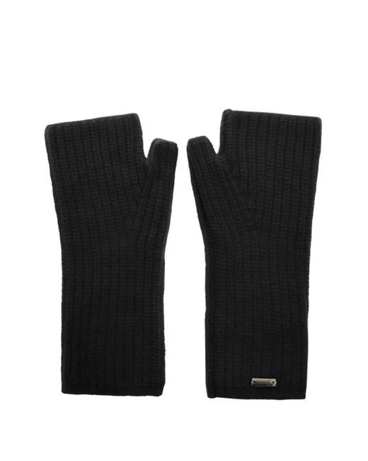 Herno Black Wool Ribbed Muffs