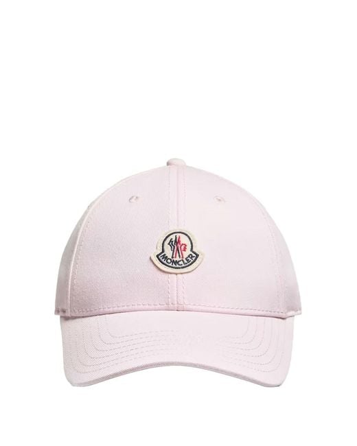 Moncler Pink Gabardine Baseball Cap With Logo Patch