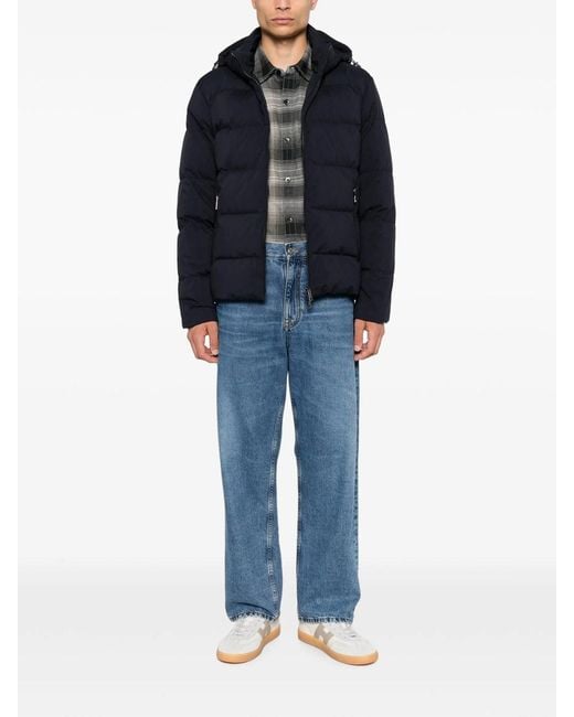 Paul & Shark Blue Down Jacket With Hood for men