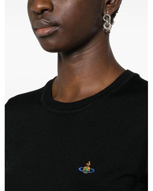 Vivienne Westwood Black Orb-embroidered Knitted Top